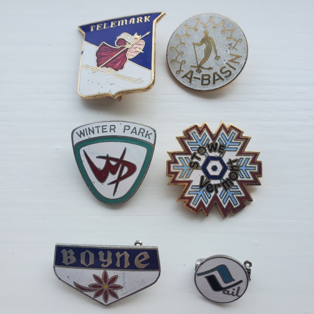Vintage ski resort pins